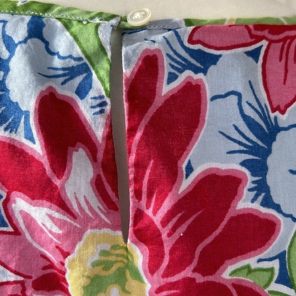 Talbots Multicolor Floral Sleeveless Blouse Lined Keyhole Back Sz10 - Picture 5 of 7